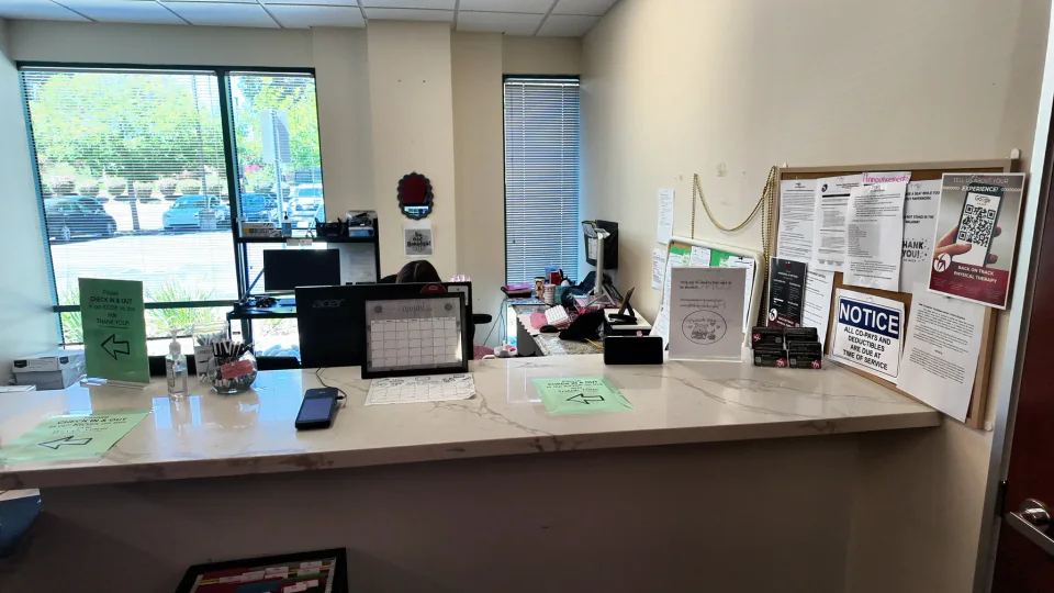 Reception desk at the Pleasanton clinic