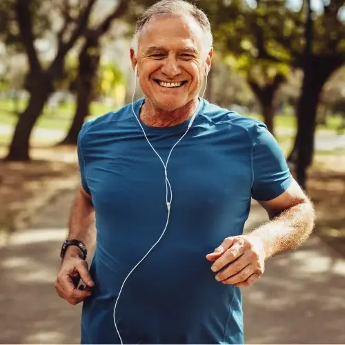 Older adult staying active on a run